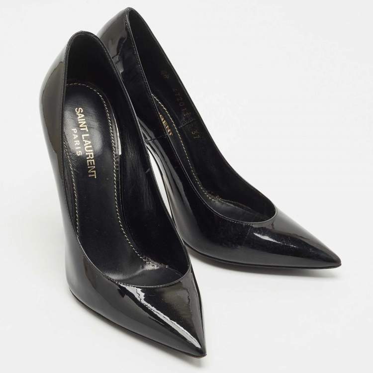 Pre Owned Saint Laurent Black Patent Leather Opyum Pumps Size 37