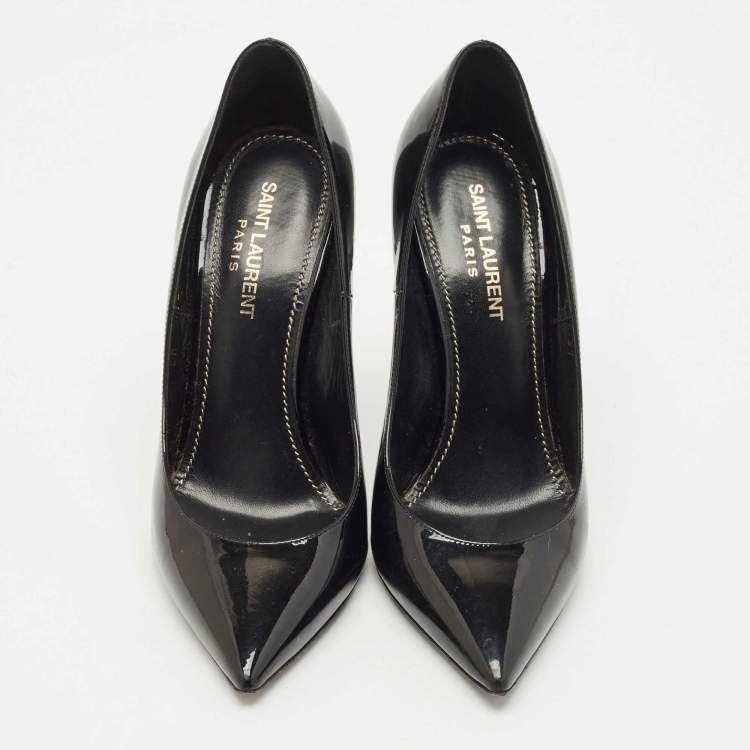 Pre Owned Saint Laurent Black Patent Leather Opyum Pumps Size 37