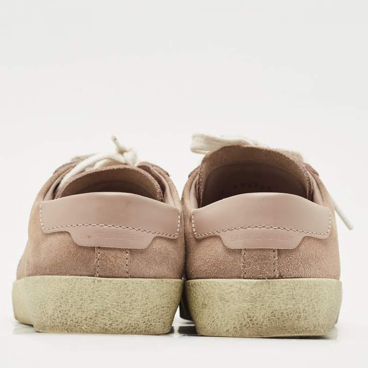 Pre Owned Saint Laurent Dusty Pink Suede Court Classic Low Top Sneakers Size 37