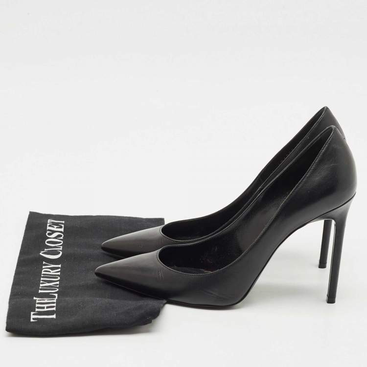 Pre Owned Saint Laurent Black Leather Anja Pointed Toe Pumps Size 39.5