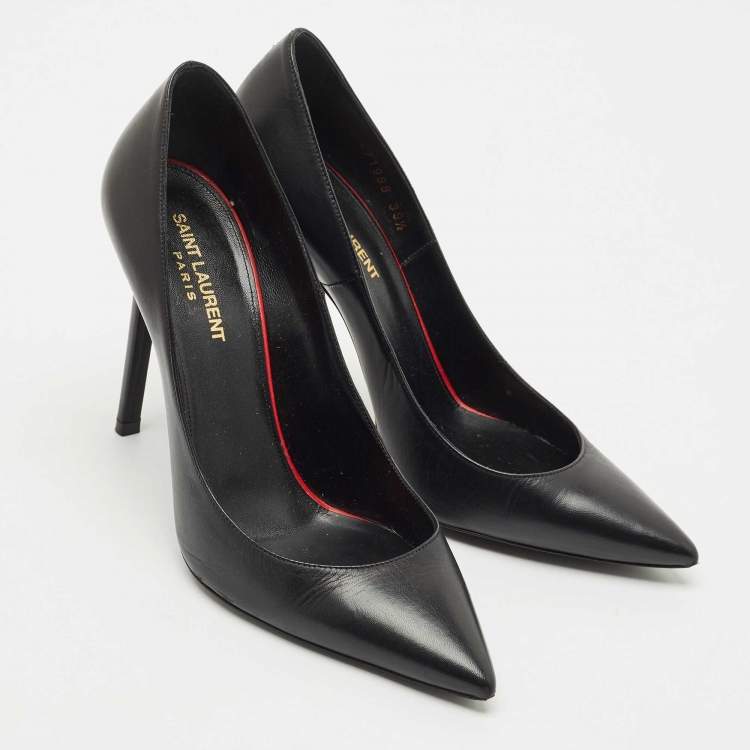 Pre Owned Saint Laurent Black Leather Anja Pointed Toe Pumps Size 39.5