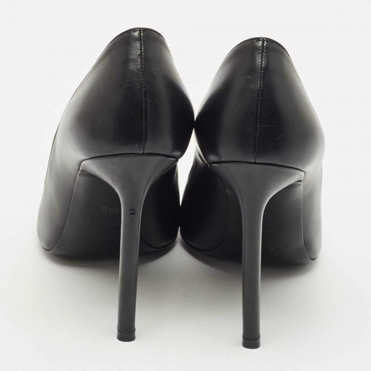 Pre Owned Saint Laurent Black Leather Anja Pointed Toe Pumps Size 39.5