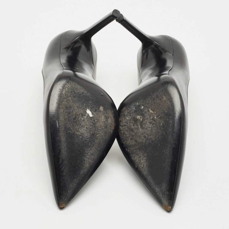 Pre Owned Saint Laurent Black Leather Anja Pointed Toe Pumps Size 39.5