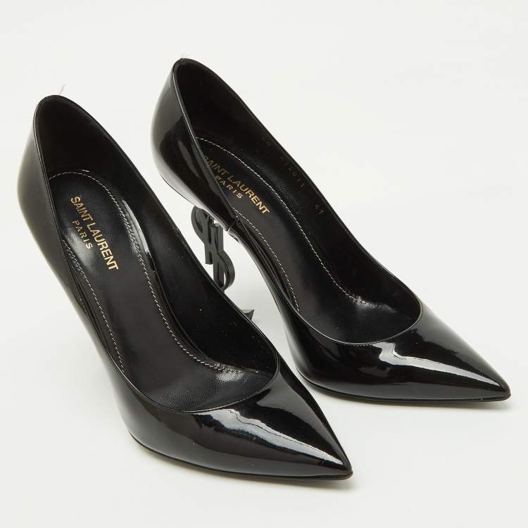 Pre Owned Saint Laurent Black Patent Leather Opyum Pointed Toe Pumps Size 41