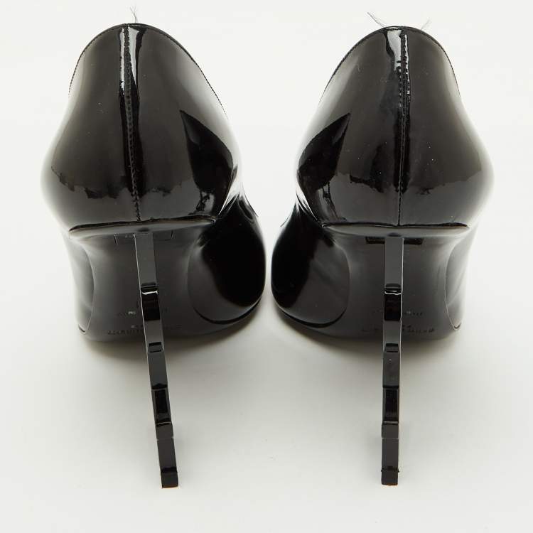 Pre Owned Saint Laurent Black Patent Leather Opyum Pointed Toe Pumps Size 41