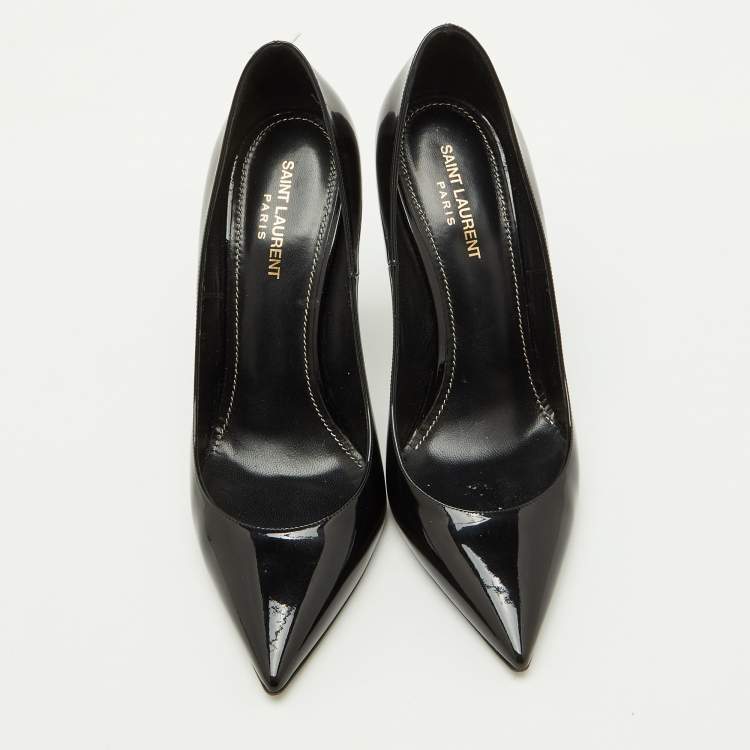 Pre Owned Saint Laurent Black Patent Leather Opyum Pointed Toe Pumps Size 41