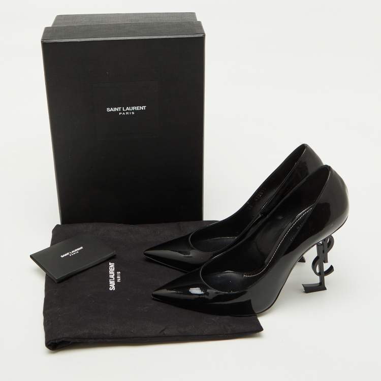 Pre Owned Saint Laurent Black Patent Leather Opyum Pointed Toe Pumps Size 41