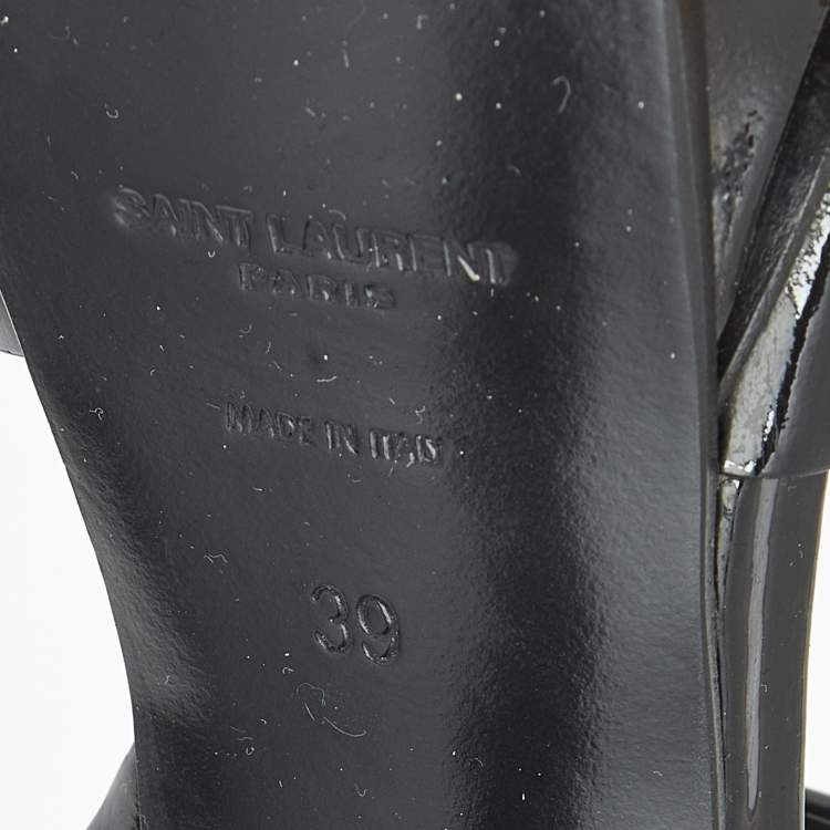 Pre Owned Saint Laurent Black Patent Leather Tribute Platform Sandals Size 39