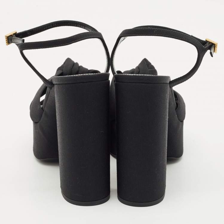 Pre Owned Saint Laurent  Black Canvas Candy Platform Sandals Size 40