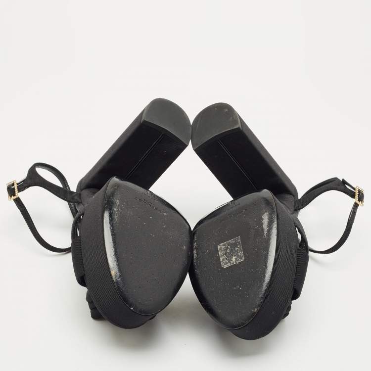 Pre Owned Saint Laurent  Black Canvas Candy Platform Sandals Size 40