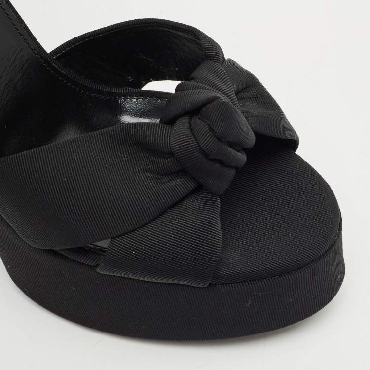 Pre Owned Saint Laurent  Black Canvas Candy Platform Sandals Size 40