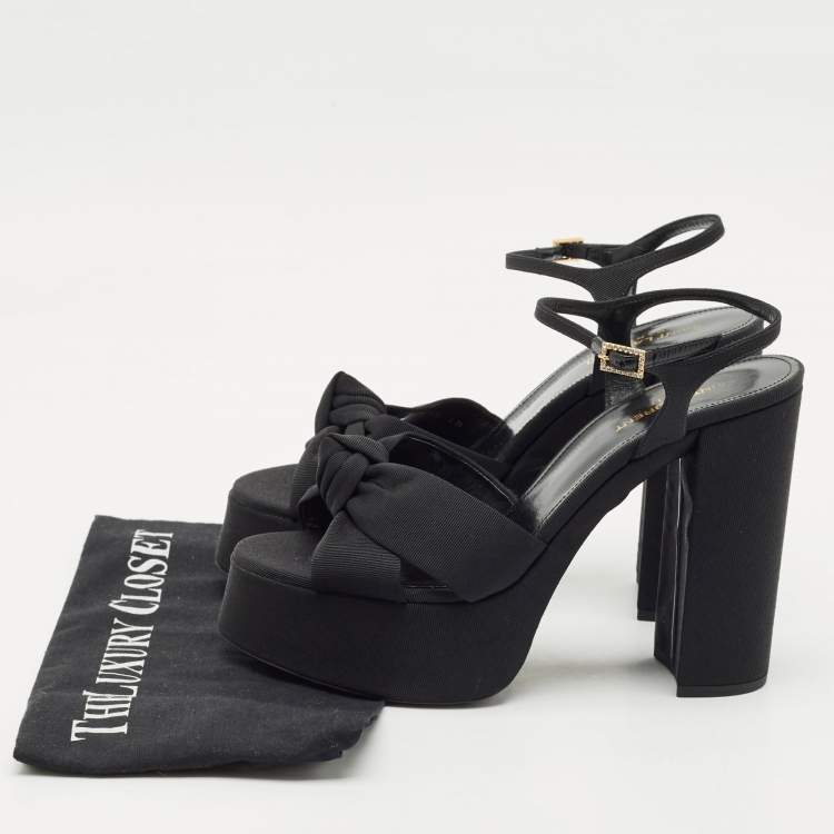 Pre Owned Saint Laurent  Black Canvas Candy Platform Sandals Size 40