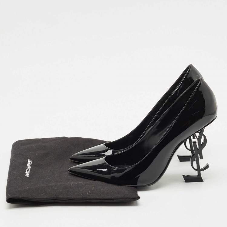 Pre Owned Saint Laurent Black Patent Leather Opyum Pointed Toe Pumps Size 38.5