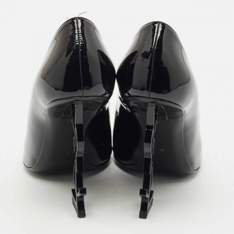 Pre Owned Saint Laurent Black Patent Leather Opyum Pointed Toe Pumps Size 38.5
