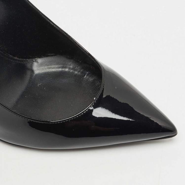 Pre Owned Saint Laurent Black Patent Leather Opyum Pointed Toe Pumps Size 38.5