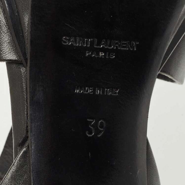 Pre Owned Saint Laurent Black Leather Tribute Platform Sandals Size 39