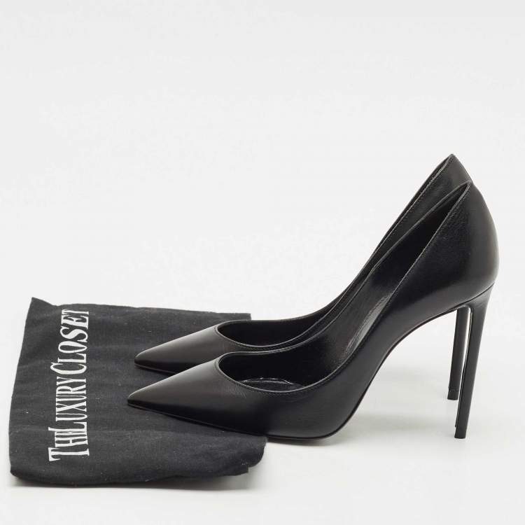 Pre Owned Saint Laurent  Black Leather Anja Pumps Size 34
