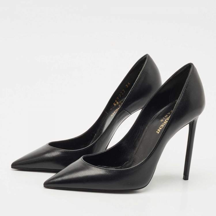 Pre Owned Saint Laurent  Black Leather Anja Pumps Size 34