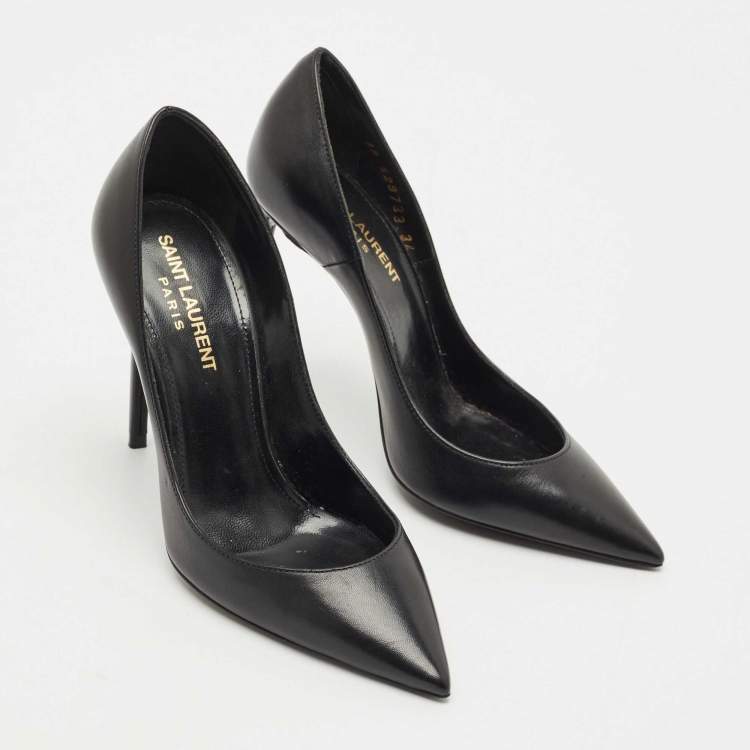 Pre Owned Saint Laurent  Black Leather Anja Pumps Size 34
