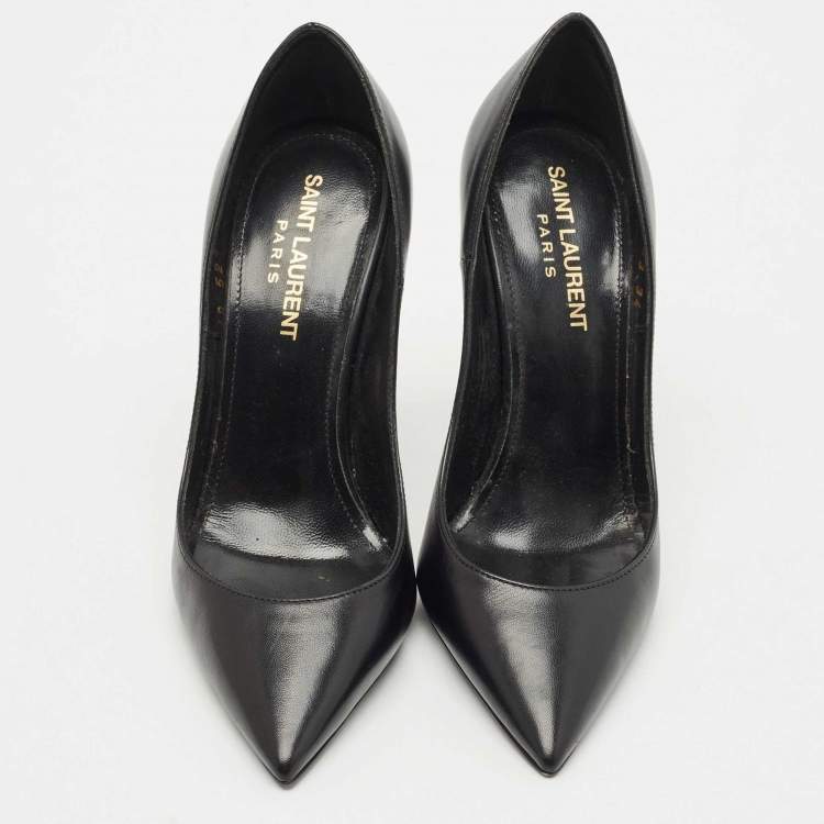 Pre Owned Saint Laurent  Black Leather Anja Pumps Size 34