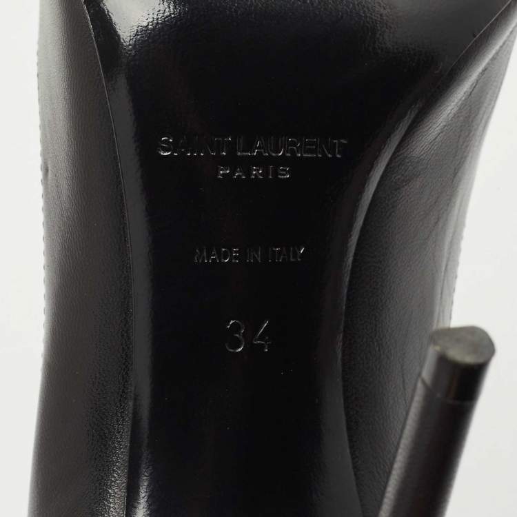 Pre Owned Saint Laurent  Black Leather Anja Pumps Size 34