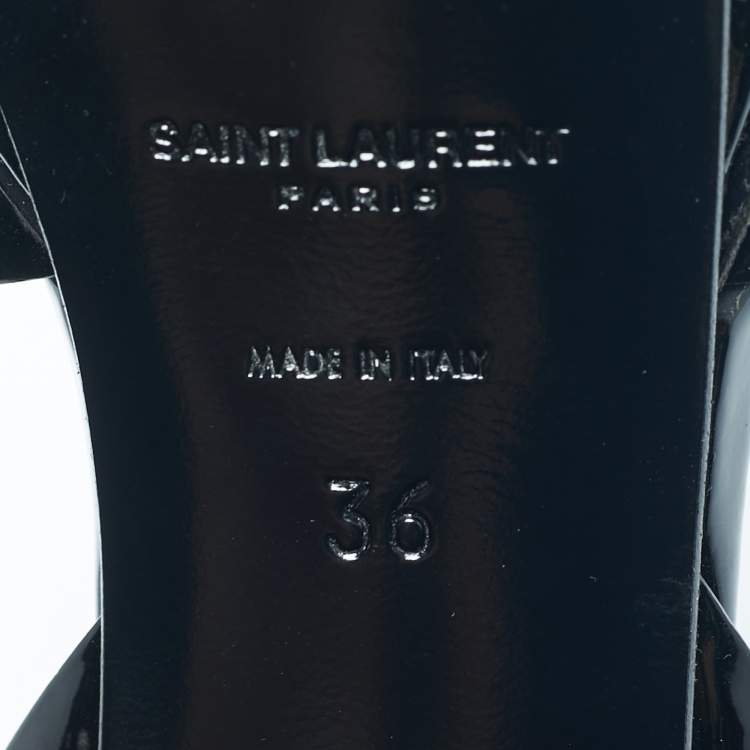 مملوكة مسبقًا Saint Laurent Black Patent Leather Tribute Platform Sandals Size 36