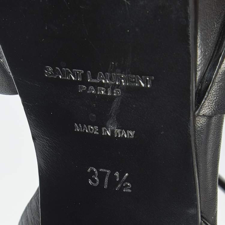 Pre Owned Saint Laurent Black Leather Tribute Platform Sandals Size 37.5