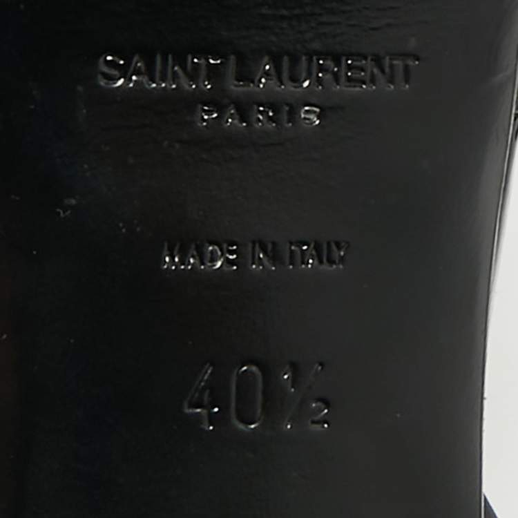 Pre Owned Saint Laurent Black Patent Leather Platform Sandals Size 40.5