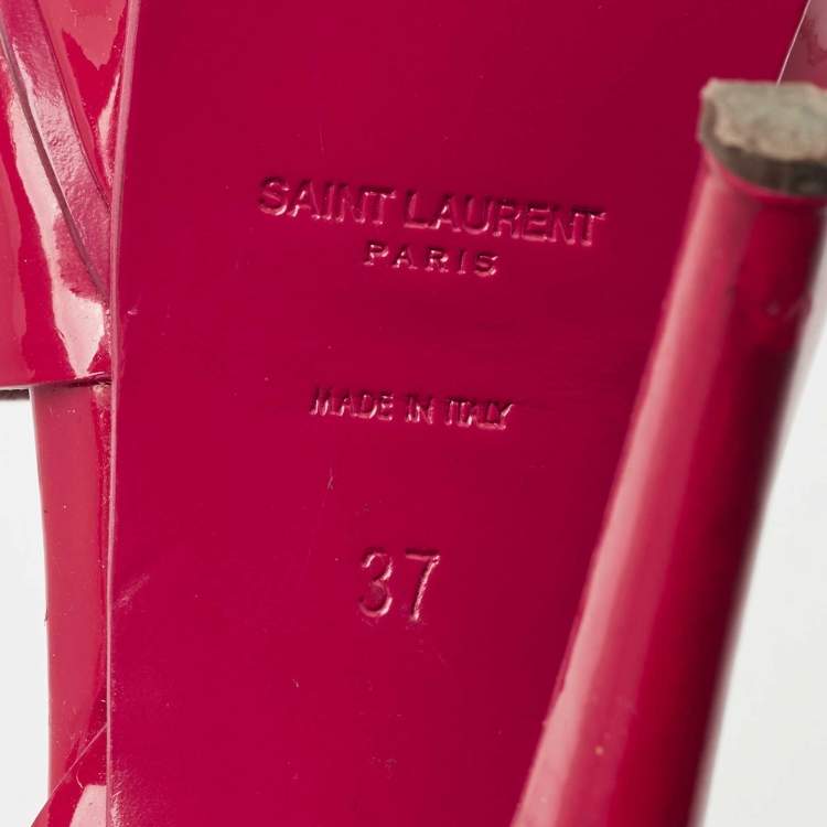 Pre Owned Saint Laurent Purple Leather Ankle Strap Sandals Size 37