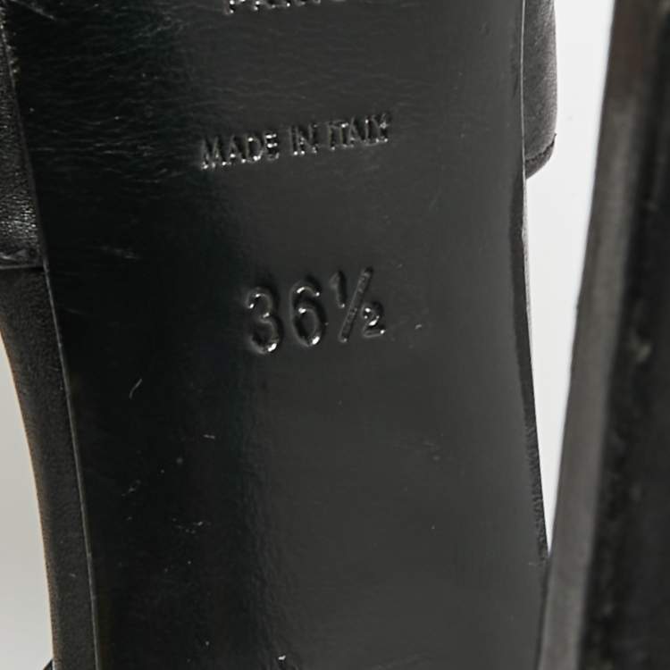 Pre Owned Saint Laurent Black Leather Studded T-Bar Janis Platform Pumps 36.5