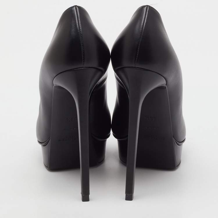 Pre Owned Saint Laurent Black Leather Janis Pumps Size 38.5