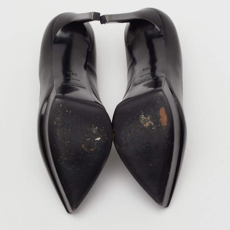 Pre Owned Saint Laurent Black Leather Janis Pumps Size 38.5