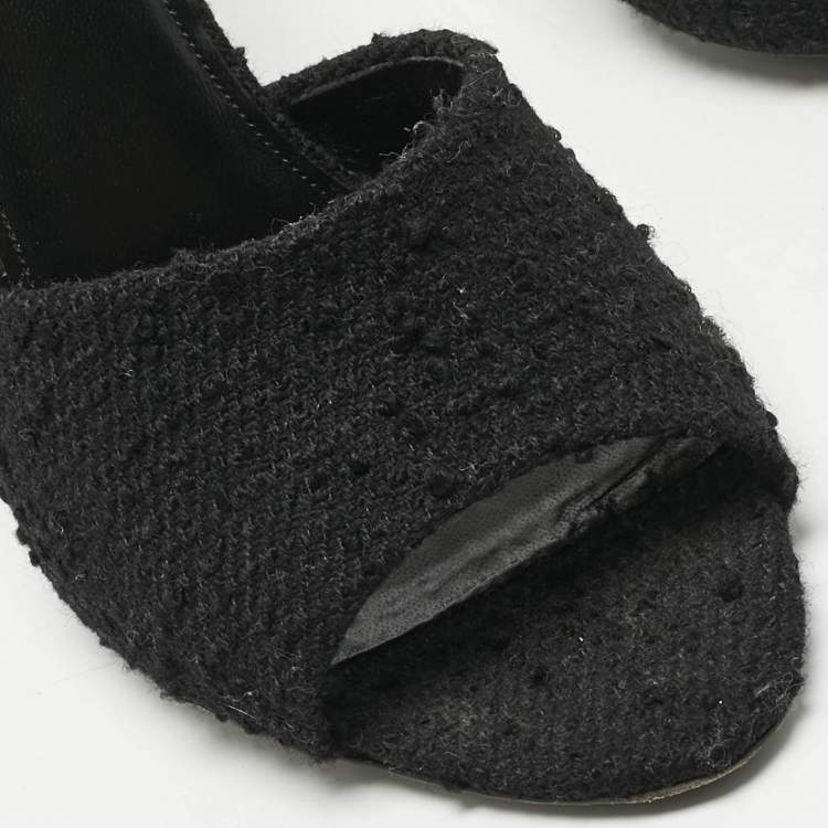 Pre Owned Saint Laurent Black Fabric Romy Slide Sandals Size 41