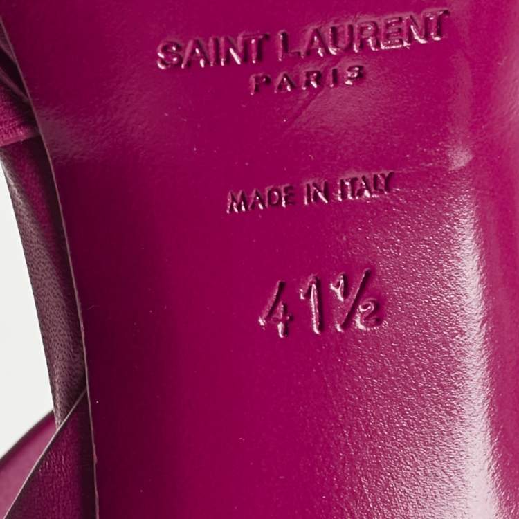 Pre Owned Saint Laurent  Purple Leather Tribute Platform Sandals Size 41.5