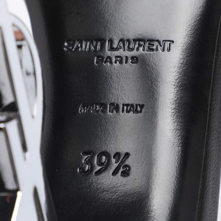 Pre Owned Saint Laurent Paris Black Leather Opyum Ankle Strap Sandals Size 39.5