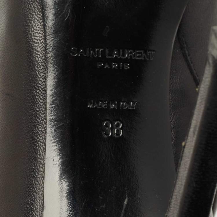 Pre Owned Saint Laurent  Black  Leather Pointed Toe Ankle Boots Size 38