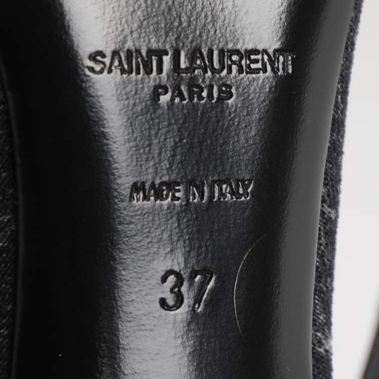 Pre Owned Saint Laurent Paris Dark Grey Denim Lola Slingback Sandals Size 37