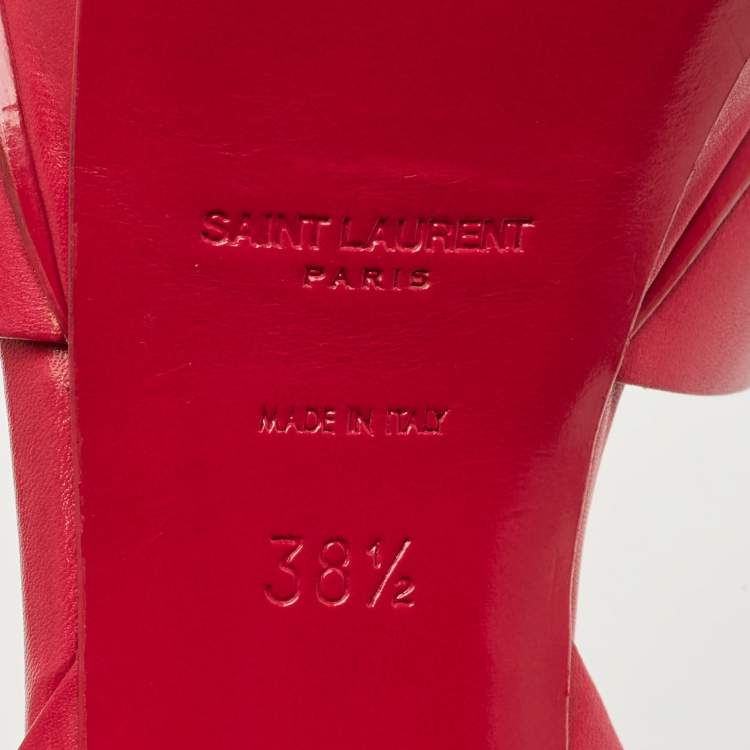 Pre Owned Saint Laurent Purple Leather Tribute Platform Sandals Size 38.5