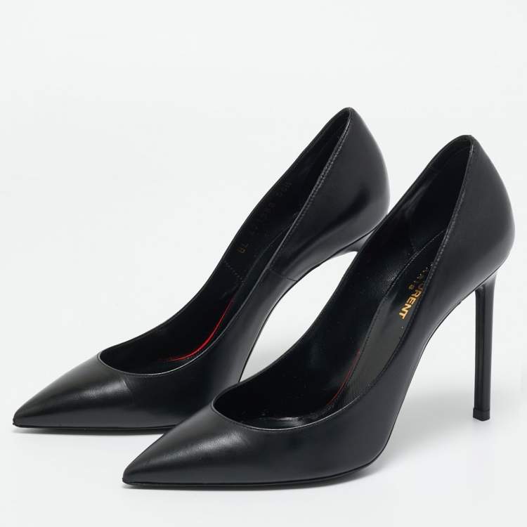 Pre Owned Saint Laurent Black Leather Anja Pumps Size 39.5