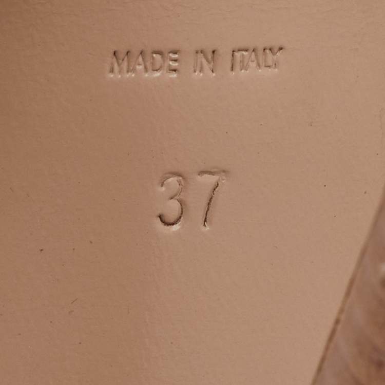 Pre Owned Saint Laurent Pink Leather Tribute Platform Ankle Strap Sandals Size 37