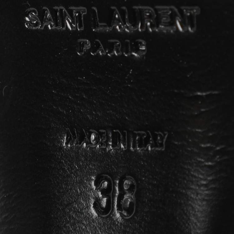 Pre Owned Saint Laurent Paris Black Leather Mid Calf Boots Size 38