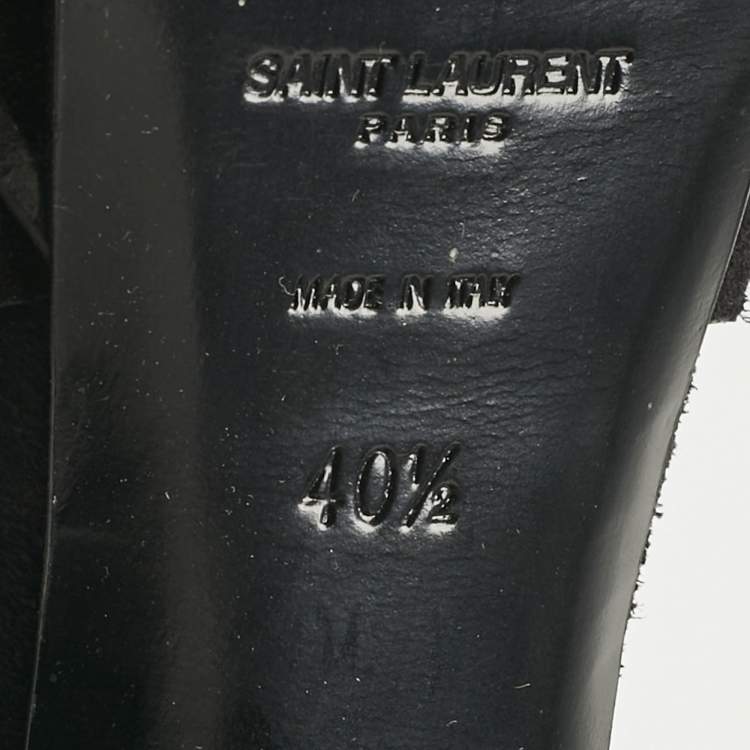 Pre Owned Saint Laurent Black Suede Tribute Platform Sandals Size 40.5
