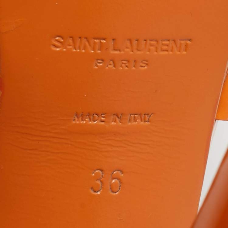 Pre Owned Saint Laurent Paris Patent Leather Tribute Platform Sandals Size 36