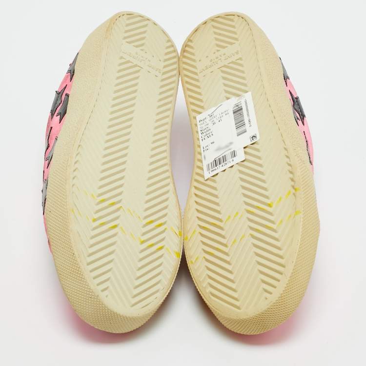 Pre Owned Saint Laurent Pink Suede Court Classic Lace Up Sneakers Size 37