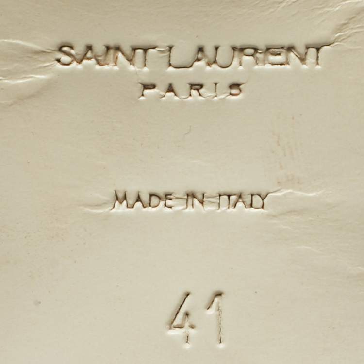 Pre Owned Saint Laurent Paris White Leather Tribute Platform Sandals Size 41