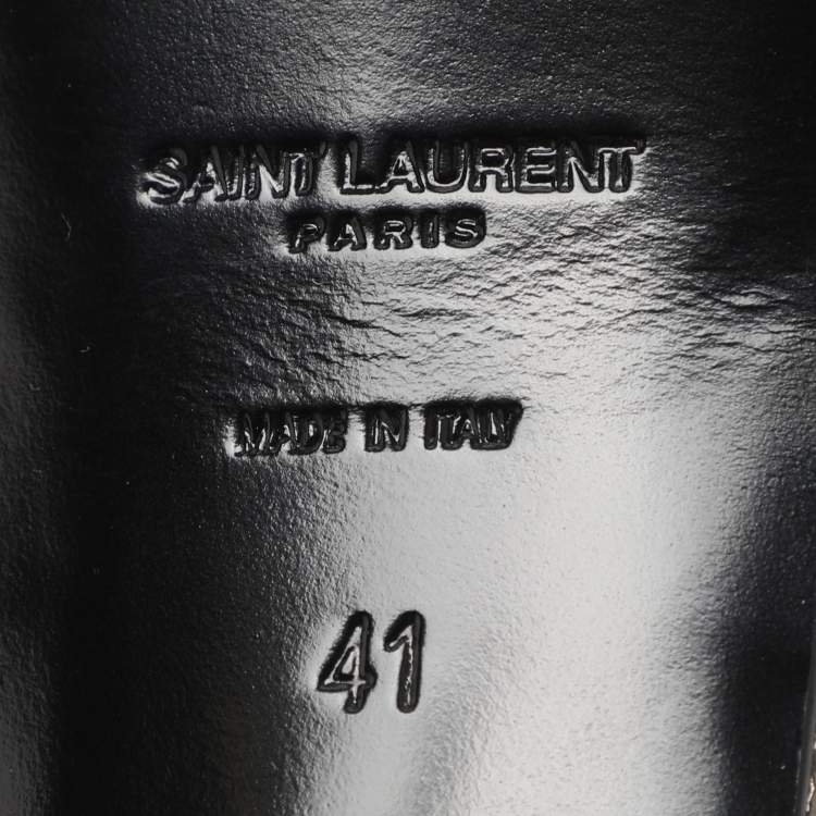 Pre Owned Saint Laurent Paris Metallic Leather Bianca Platform Sandals Size 41