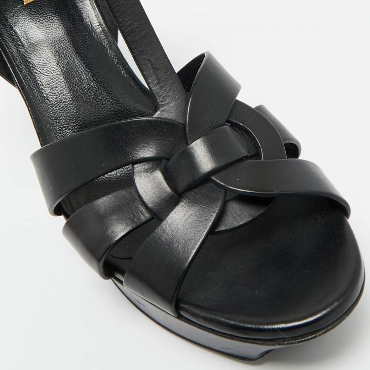 Pre Owned  Saint Laurent Leather Platform Sandals Size 40