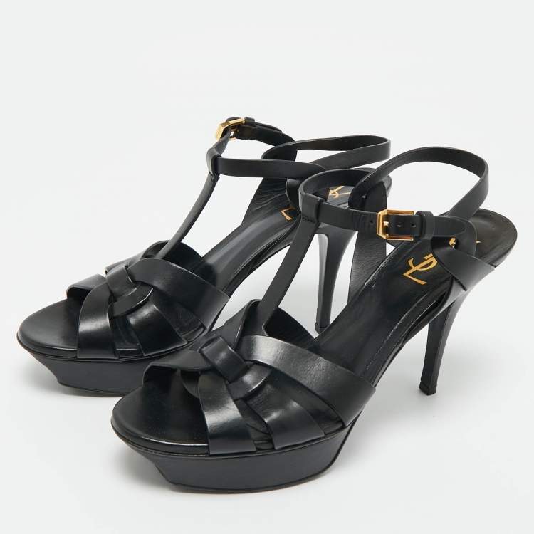 Pre Owned  Saint Laurent Leather Platform Sandals Size 40