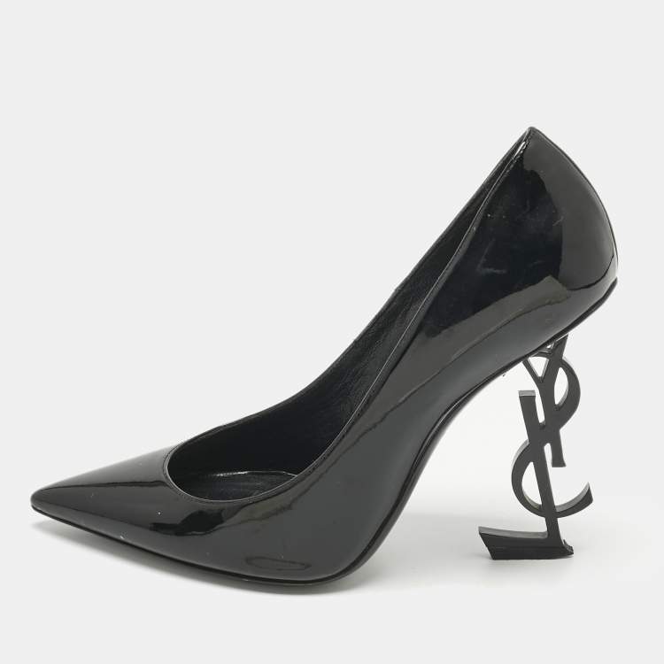 Pre Owned Saint Laurent Black Patent Leather Opyum Pumps Size 37
