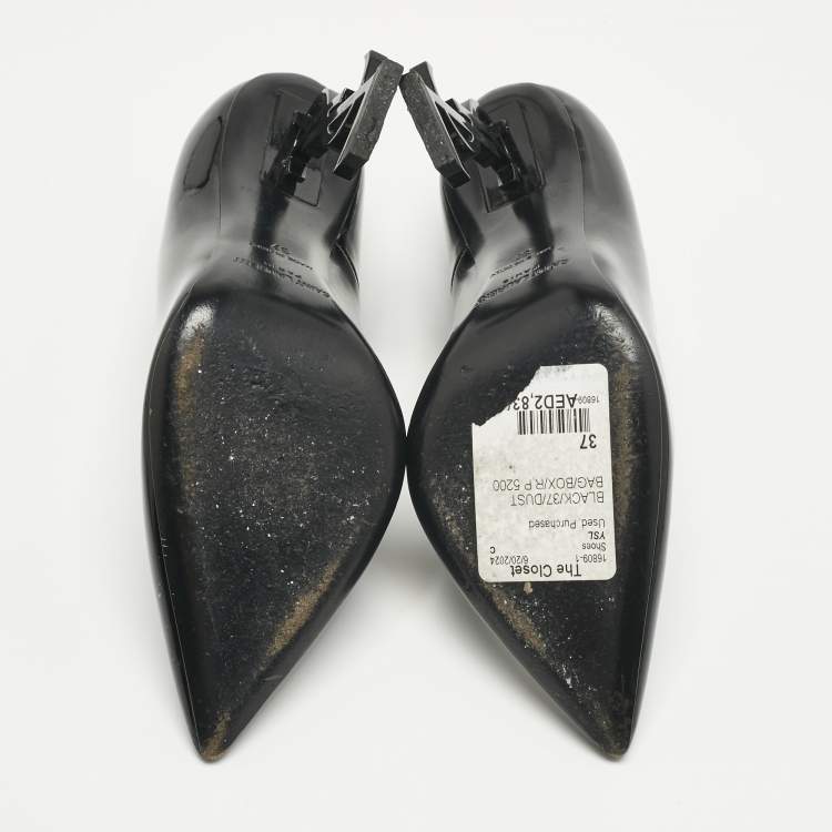 Pre Owned Saint Laurent Black Patent Leather Opyum Pumps Size 37